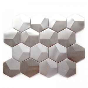 Sliver nerezové dlaždice hexagon matné kovové mozaiky pro backsplash kuchyně