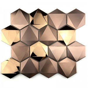 Mozaika z nerezové oceli 3D Hexagon 304/316 z mozaiky pro nástěnné dekorace