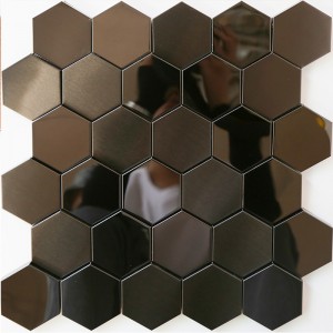3D černé mozaikové dlaždice šestihranný kov z nerezové oceli mozaika kuchyně koupelna backsplash dlaždice