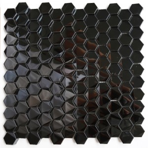 Šestihranná černá koupelna kuchyňské mozaikové dlaždice z nerezové oceli