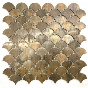 Krásné rybí měřítko mosaz vložka dlaždice starožitné bronzové zrcadlo měděné mozaiky